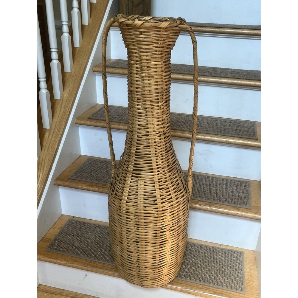 Rate XL Vintage Wicker Woven Vase Flower Basket MCM Boho Home Decor 34” Height - Picture 7 of 7